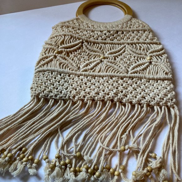 Vintage macrame tassel purse Bohemian Chateau brand - Picture 1 of 4